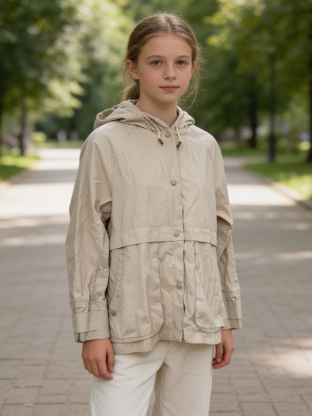 Zara Kids Beige Hooded Utility Anorak Lightweight Jacket Size 13–14 (164)